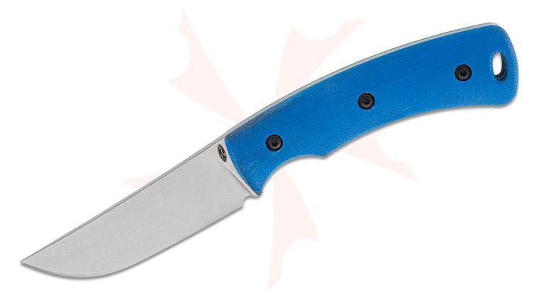 Three Rivers MFG TRM TAGALONG Pocket Fixed Blade Knife 2.3125 inch CPM-MagnaCut Tumbled Drop Point Blade, 3D Machined Royal Blue G10 Handles, Leather Pocket Sheath