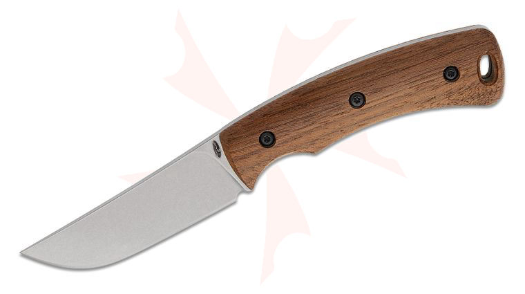 Three Rivers MFG TRM TAGALONG Pocket Fixed Blade Knife 2.3125 inch CPM-MagnaCut Tumbled Drop Point Blade, 3D Machined Walnut Wood Handles, Leather Pocket Sheath