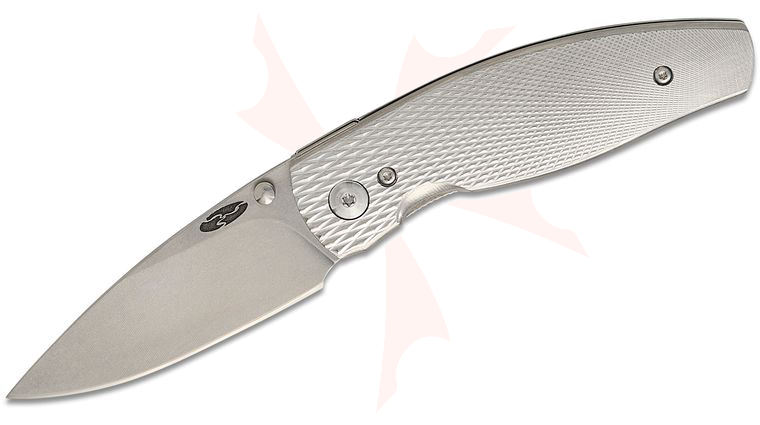 Three Rivers MFG TRM Neutron 2 Liner Lock Folding Knife 3 inch CPM-20CV Tumbled Drop Point Blade, Lizard Skin 3D Machined Titanium Handles