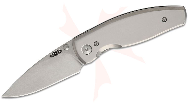 Three Rivers MFG TRM Neutron 2 Liner Lock Folding Knife 3 inch CPM-20CV Tumbled Drop Point Blade, Fine Satin Flat Titanium Handles