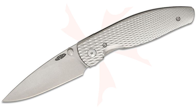 Three Rivers MFG TRM Atom Liner Lock Folding Knife 3.5 inch CPM-MagnaCut Tumbled Drop Point Blade, Lizard Skin 3D Machined Titanium Handles