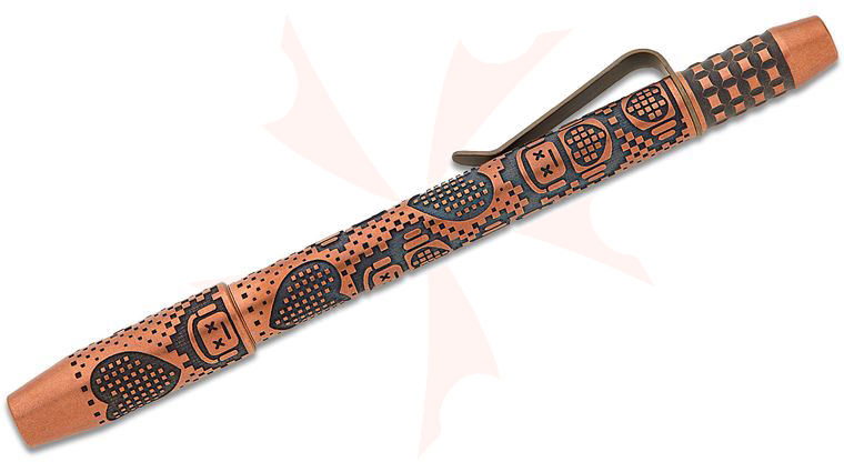 Ti2 Design TechLiner Shorty Copper Pen, Robot Heart Engraving, 5 inch Overall, Black TRD Two-Tone