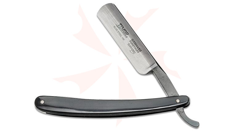 Timor Straight Razor Slim, 5/8 inch Carbon Steel Blade, Black Plastic Handles