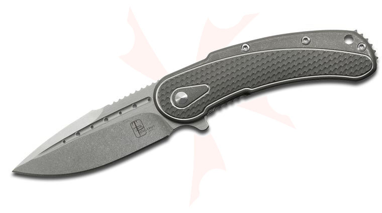 Todd Begg Steelcraft Series Mini Bodega Flipper 3 inch S35VN Stonewashed Plain Blade, Machined Titanium Handles