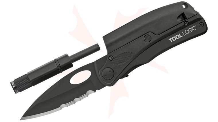 Tool Logic SL Pro Knife w/ Light & Firesteel & 3 inch Black Blade