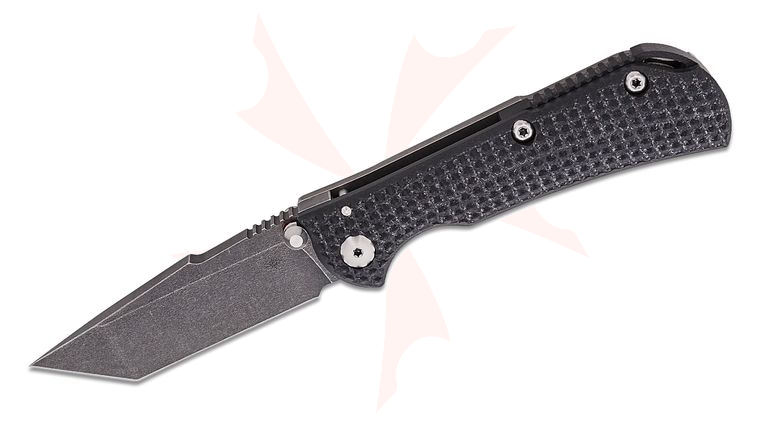 Toor Knives Chasm XLT Folding Knife 3.125 inch CPM-154 Black Oxide Tanto Blade, Machined Carbon Black and Titanium Handles