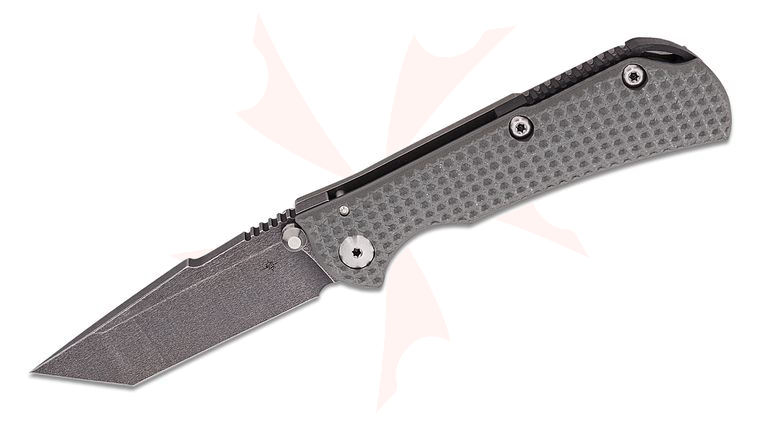 Toor Knives Chasm XLT Folding Knife 3.125 inch CPM-154 Black Oxide Tanto Blade, Machined Stealth Gray and Titanium Handles