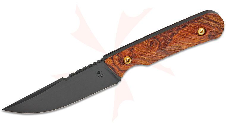 Toor Knives Administrator Fixed Blade Knife 4 inch CPM-154 Black Oxide Drop Point Blade, Machined Ironwood Handles, Tan Kydex Sheath