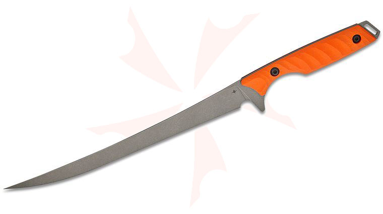 Toor Knives Avalon Fixed Blade Fillet Knife 9 inch CPM-154 Stonewashed Fillet Blade, Blaze Orange G10 Handles, DuoTone Kydex Sheath