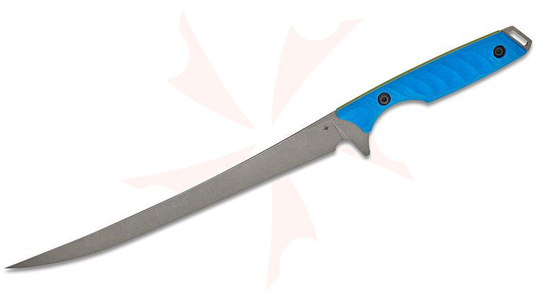 Toor Knives Avalon Fixed Blade Fillet Knife 9 inch CPM-154 Stonewashed Fillet Blade, Tidal Blue G10 Handles, DuoTone Kydex Sheath
