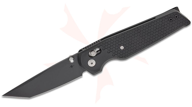 Toor Knives Bateman Crossbar Lock Folding Knife 3.5 inch MagnaCut SOCOM Black Tanto Blade, Onyx Black Aluminum Handles, Reversible Deep Carry Clip