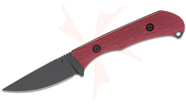 Toor Knives Barrow Fixed Blade Knife 2.875 inch MagnaCut SOCOM Black KG Gunkote Drop Point Blade, Milled Crimson G10 Handles, Black Kydex Sheath