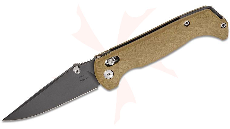 Toor Knives Dropwing Crossbar Lock Folding Knife 3.5 inch CPM-MagnaCut Black KG Gunkote Drop Point Blade, Ranger Green G10 Handles