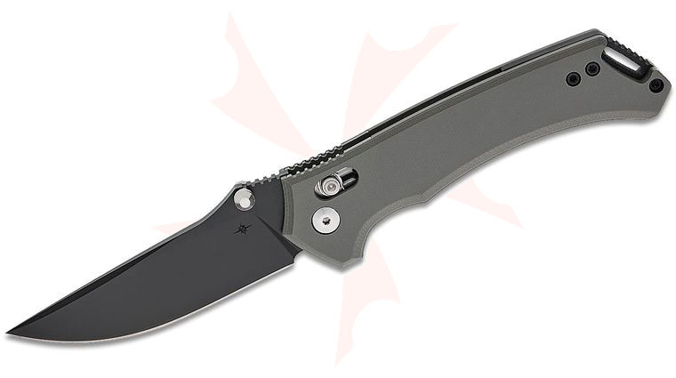 Toor Knives Draper Crossbar Lock Folding Knife 3.5 inch CPM-MagnaCut SOCOM Black Drop Point Blade, Gray G10 Handles, Reversible Deep Carry Clip