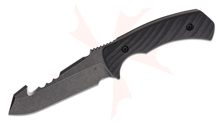 Toor Knives Egress SAR Fixed Blade Knife 4.875 inch CPM-S35VN Black Oxide Blade with SERE Hook, Carbon Black G10 Handles with Tungsten Carbide Breacher Ball, Black FlexTech Kydex Sheath
