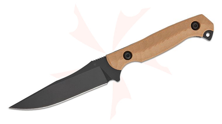 Toor Knives Krypteia S Fixed Blade Knife 4 inch CPM-M4 Black KG Gunkote Drop Point Blade, Milled Flat Dark Earth G10 Handles, Tru-Hide Kydex Sheath