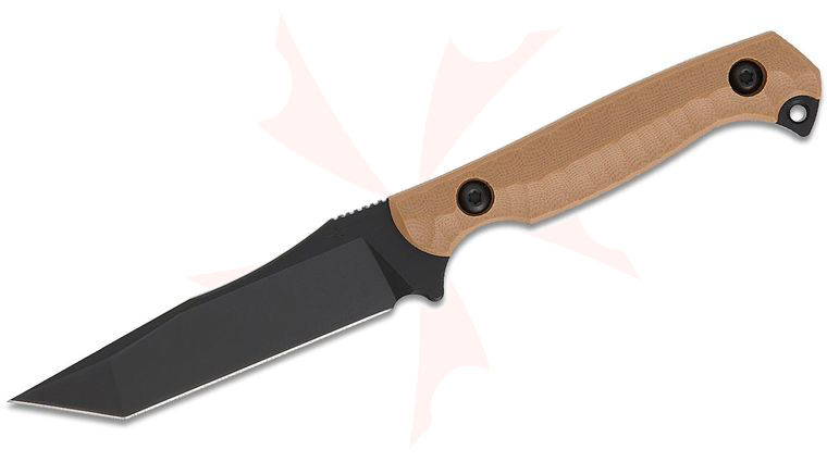 Toor Knives Krypteia T Fixed Blade Knife 4 inch CPM-M4 Black KG Gunkote Tanto Blade, Flat Dark Earth G10 Handles, Black DuoTone Kydex Sheath