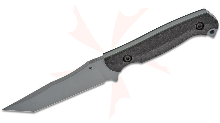 Toor Knives Krypteia T Fixed Blade Knife 4 inch CPM-M4 Phantom Gray KG Gunkote Tanto Blade, Black G10 Handles, Black DuoTone Kydex Sheath