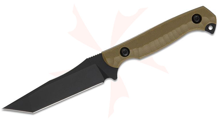 Toor Knives Krypteia T Fixed Blade Knife 4 inch CPM-M4 Black KG Gunkote Tanto Blade, Ranger Green G10 Handles, Black DuoTone Kydex Sheath