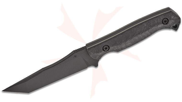 Toor Knives Krypteia T Fixed Blade Knife 4 inch CPM-M4 SOCOM Black KG Gunkote Tanto Blade, Black G10 Handles, Black DuoTone Kydex Sheath