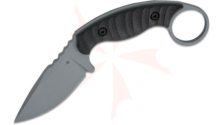 Toor Knives Karsumba S Fixed Blade Karambit Knife 2.5 inch CPM-M4 Phantom Gray KG Gunkote Drop Point Blade, Milled Black G10 Handles with Pinky Ring, Kydex Sheath