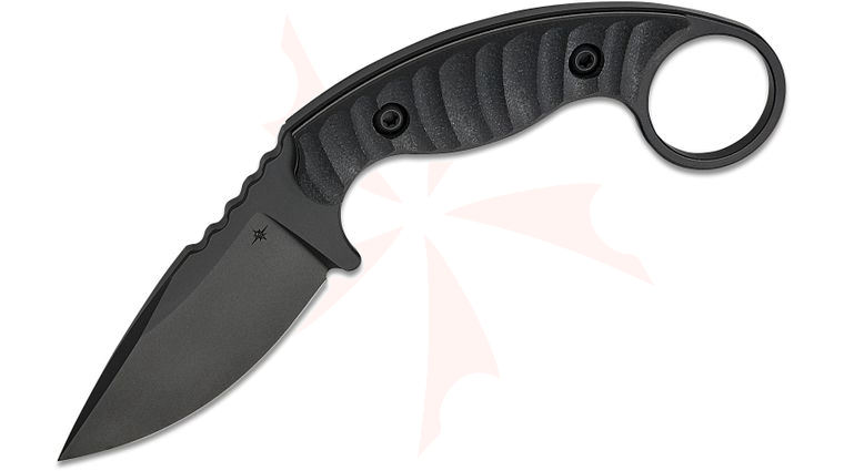 Toor Knives Karsumba S Fixed Blade Karambit Knife 2.5 inch CPM-M4 SOCOM Black KG Gunkote Drop Point Blade, Milled Black G10 Handles with Pinky Ring, Kydex Sheath