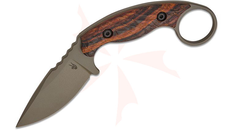 Toor Knives Limited Edition Karsumba S '65 Collection Fixed Blade Karambit Knife 2.5 inch CPM-M4 OD Green KG Gunkote Drop Point Blade, Milled Ironwood Handles with Pinky Ring, Kydex Sheath