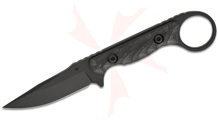 Toor Knives Jank Shank S Fixed Blade Neck Knife 3 inch CPM-M4 SOCOM Black KG GunKote Clip Point Blade, Machined Black G10 Handles with Pinky Ring,  DuoTone Kydex Sheath