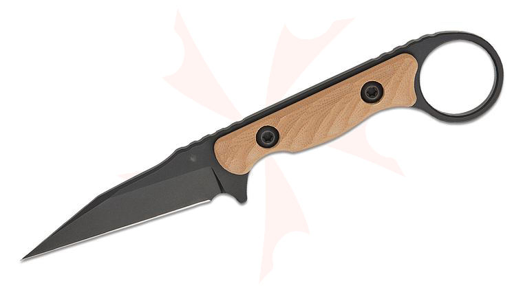 Toor Knives Jank Shank W Fixed Blade Neck Knife 3 inch CPM-M4 Black KG GunKote Wharncliffe Blade, Machined Flat Dark Earth G10 Handles with Pinky Ring, FlexTech Kydex Sheath
