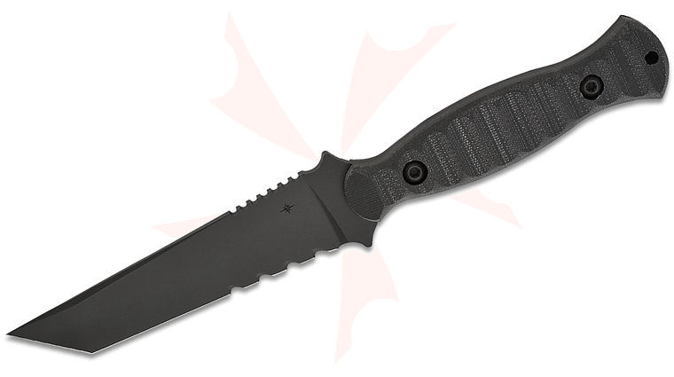 Toor Knives Overlord Fixed Blade Knife 4.5 inch CPM-154 Shadow Black Tanto Combo Blade, Milled Black G10 Handles, FlexTech Kydex Sheath