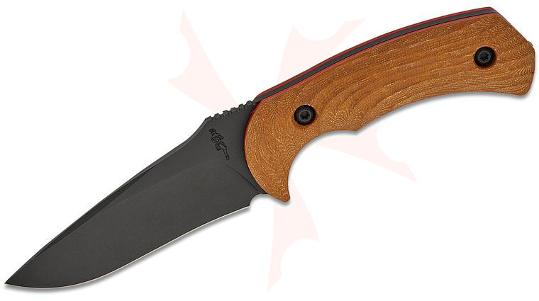 Toor Knives Pin-Up Mullet Fixed Blade Knife 4 inch CPM-M4 Black KG Gunkote Drop Point Blade, Machined Tan Micarta Handles with Tungsten Carbide Breacher Ball, FlexTech Kydex Sheath