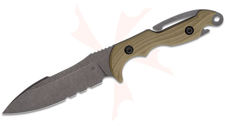 Toor Knives M.U.F. Diver Maritime Utility Fighter Dive Knife 4.25 inch CPM-S35VN Spear Point Combo Blade, Covert Green G10 Handles, Black Kydex Sheath
