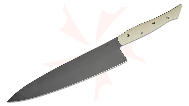 Toor Knives Myers Kitchen Chef's Knife 9.5 inch CPM-MagnaCut Black Blade, Ivory G10 Handles, Kydex Sheath