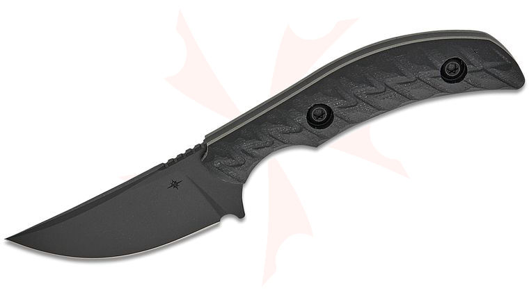 Toor Knives Shifter S Fixed Blade Knife 2.75 inch CPM-M4 SOCOM Black KG Gunkote Trailing Point Blade, Milled Black G10 Handles, Black Kydex Sheath