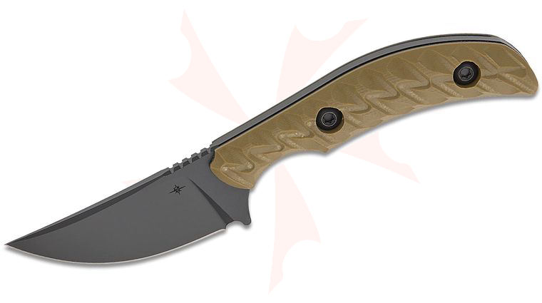 Toor Knives Shifter S (STR S) Fixed Blade Knife 2.75 inch CPM-M4 Black KG Gunkote Trailing Point Blade, Milled Ranger Green G10 Handles, Black Kydex Sheath