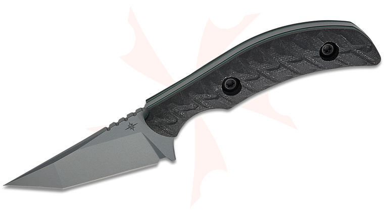 Toor Knives Shifter T Fixed Blade Knife 2.75 inch CPM-M4 Phantom Gray KG Gunkote Tanto Blade, Milled Black G10 Handles, Black Kydex Sheath