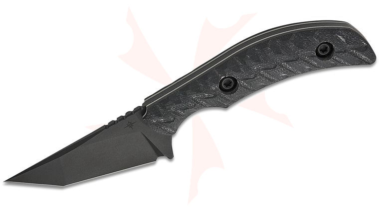 Toor Knives Shifter T Fixed Blade Knife 2.75 inch CPM-M4 SOCOM Black KG Gunkote Tanto Blade, Milled Black G10 Handles, Black Kydex Sheath