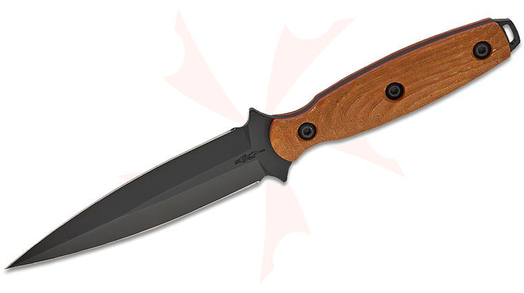 Toor Knives Limited Edition Specter Fixed Blade Knife 4.75 inch CPM-M4 Black KG Gunkote Double Edge Dagger Blade, Machined Tan Micarta Handles, DuoTone Kydex Sheath