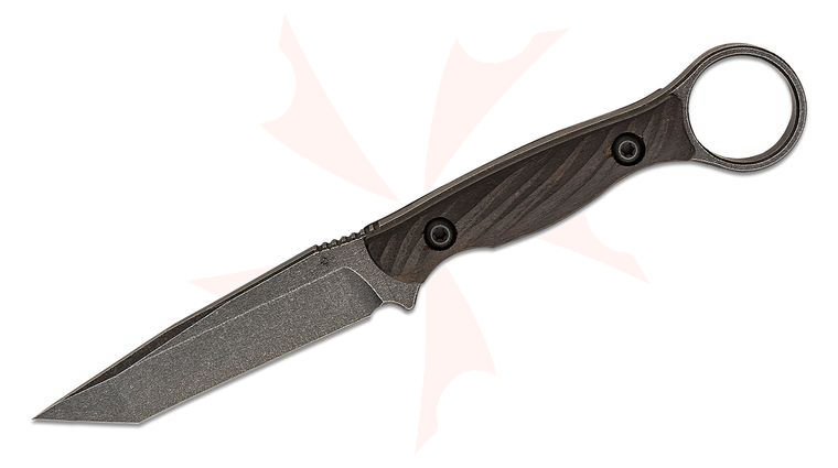 Toor Knives Serpent Outlaw Fixed Blade Knife 3.75 inch CPM-3V Black Oxide Tanto, Machined Ebony Wood Handles with Pinky Ring, Brown FlexTech Kydex Sheath