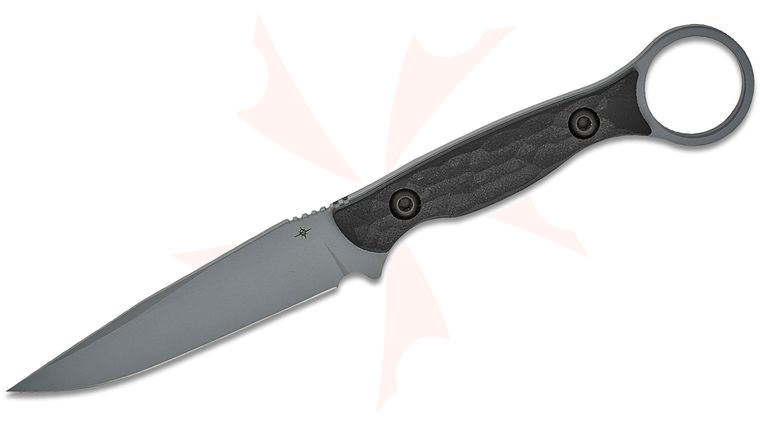 Toor Knives Serpent S Fixed Blade Knife 3.75 inch CPM-M4 Phantom Gray KG Gunkote Drop Point Blade, Black G10 Handles, DuoTone Kydex Sheath