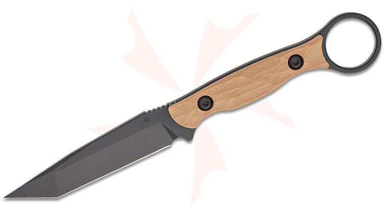 Toor Knives Serpent T Fixed Blade Knife 3.75 inch CPM-M4 Black KG Gunkote Tanto Blade, FDE G10 Handles, Kydex Sheath