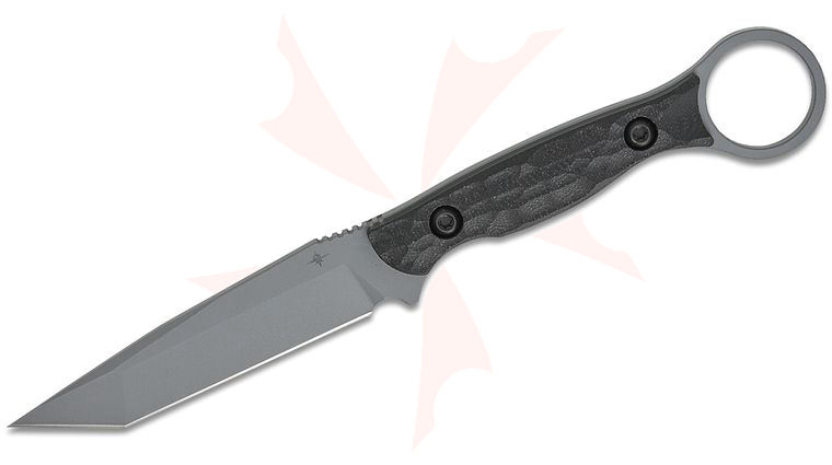 Toor Knives Serpent T Fixed Blade Knife 3.75 inch CPM-M4 Phantom Gray KG Gunkote Tanto Blade, Black G10 Handles, FlexTech Kydex Sheath