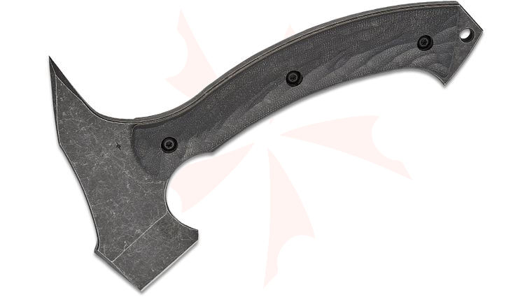 Toor Knives Tomahawk F13, 9 inch Overall, D2 Black Oxide Axe Head with Spike, Bomber Black G10 Handles, Green FlexTech Kydex Sheath