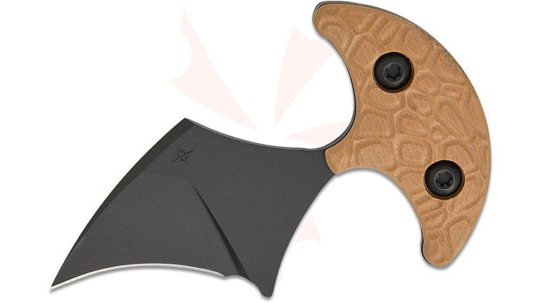 Toor Knives Vasive 2.0 Push Dagger Fixed Blade Knife 2.5 inch CPM-M4 Black Oxide Hawkbill Blade, Omaha Tan G10 Handles, Black Kydex Sheath