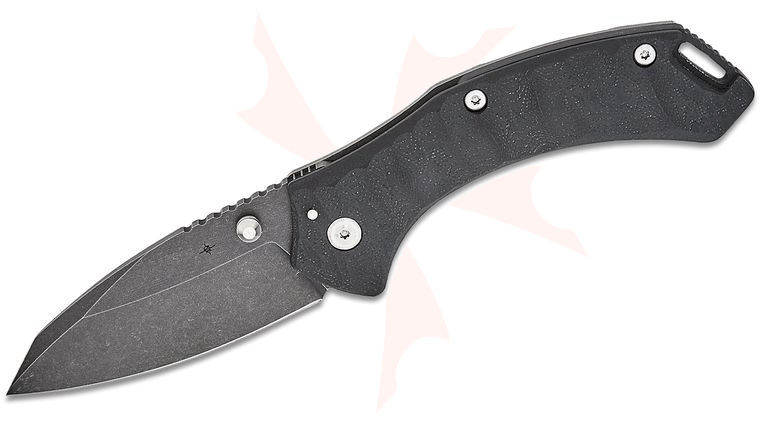 Toor Knives XT1 Charlie Folding Knife 3.25 inch CPM-S35VN Black Oxide Drop Point Blade, Milled Carbon Black G10 and Titanium Handles