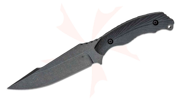 Toor Knives Raven Fixed Blade Knife 5.5 inch CPM-3V Black Oxide Harpoon, Carbon Black G10 Handles with Tungsten Carbide Breacher Ball, Black FlexTech Kydex Sheath