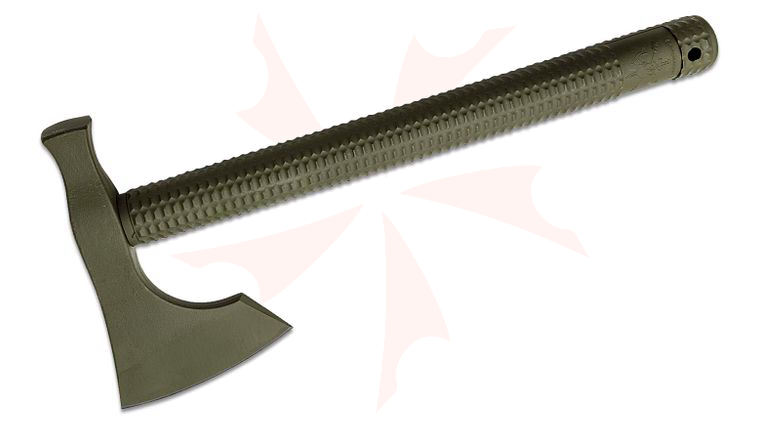 American Tomahawk Company Model 2 Tomahawk 14.125 inch Overall, OD Green Dupont Supertough Nylon Handle, Tan Kydex Sheath with MOC Straps