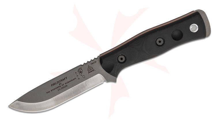 TOPS Knives BOB Brothers of Bushcraft Fieldcraft Fixed 4.75 inch 154CM Blade, Black G10 Handles, Kydex Sheath