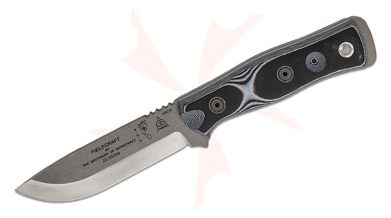 TOPS Knives BOB Brothers of Bushcraft Fieldcraft Fixed 4.75 inch 154CM Blade, Black/White G10 Handles