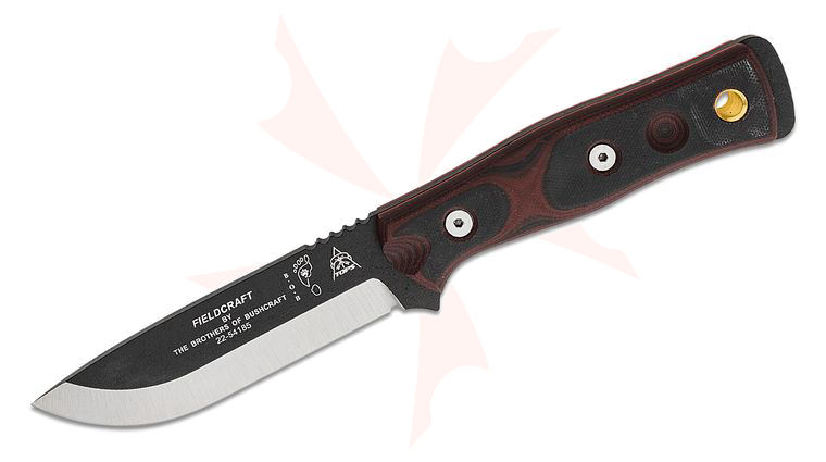 TOPS Knives BOB Brothers of Bushcraft Hunter 4-5/8 inch 1095 Blade, Red/Black G10 Handles